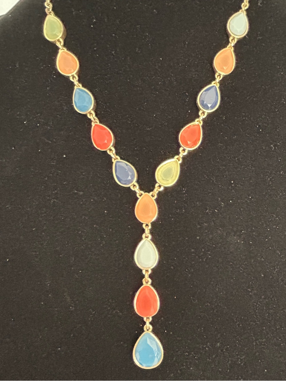 Liz Claiborne Gold-Tone Multicolor Teardrop Y Necklace (6)